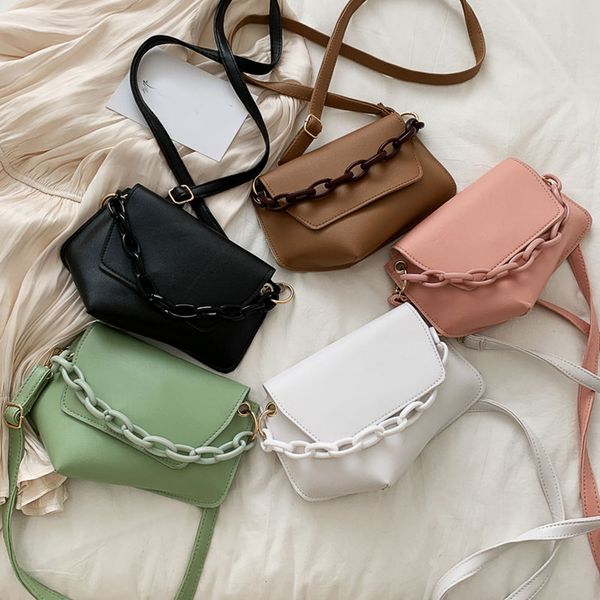

simple solid color flap bag women messenger bags pu chain crossbody bag sweet elegent single messenger zipper shoulder