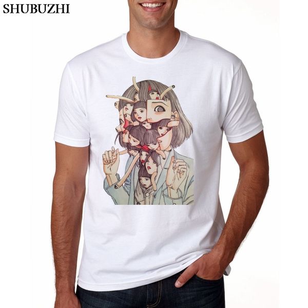 

horror manga junji ito t shirts for men shintaro kago girl tee shirt men's 100% cotton short sleeve clothes male t-shirts