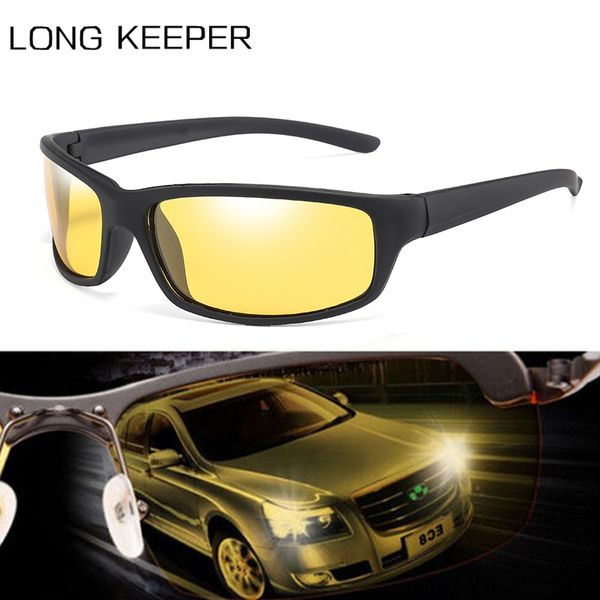 

night vision sunglasses men polarized anti-glare yellow lens square sport sun glasses retro driving goggles gafas de sol uv400, White;black