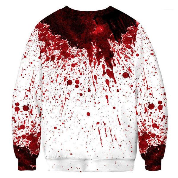 

print fashion loose homme circular collar casual cloth mens 3d print hoodies halloween style blood drops, Black