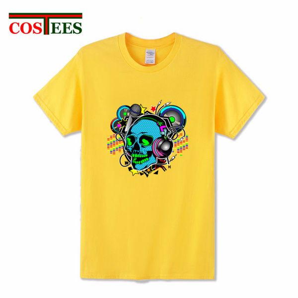 

parody skull dj t shirt men short sleeve o-neck death metal music t-shirt funny heavy metal hip hop tshirt hipster harajuku tees