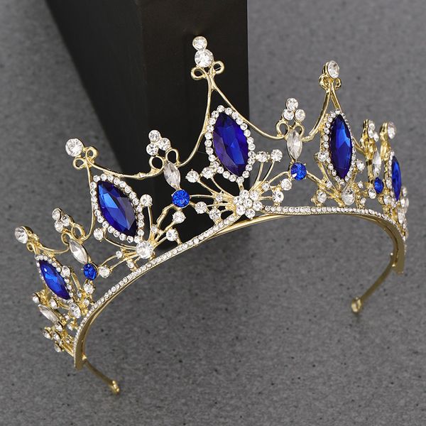 

npason blue crystal crown bride head ювелирные изделия для аксессуары свадебные tiara волос кристалл rhinestone невесты tiara корона headban, Golden;silver
