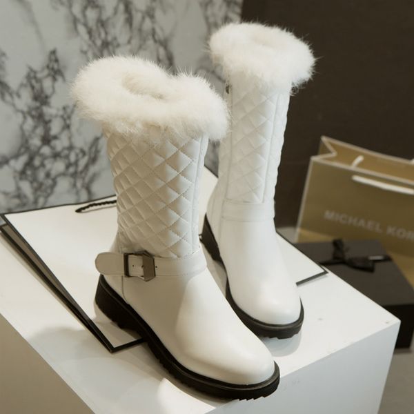 

new warm fur snow boots 2020 winter mid-calf boots women plush water-proof brand designer black white short shoes lady casual