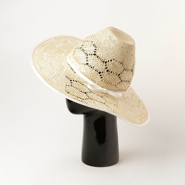 

01905-hh7367 natural sisal grass hollow knitting bowknot lady leisure sun hat women holiday cap, Blue;gray