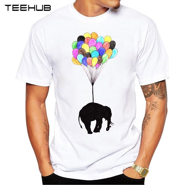 

2019 teehub men's fashion elephant on balloons printed t-shirt short sleeve novelty design cool tee