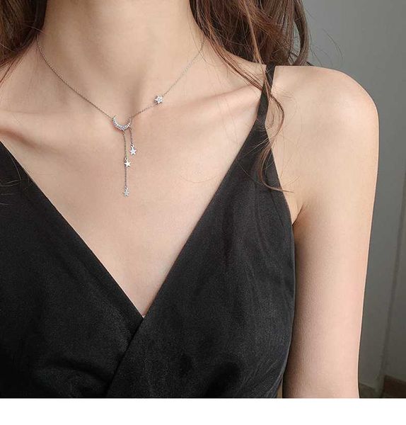 

crescent star pendant ladies necklace simple temperament star pendant fashion light luxury jewelry, Golden;silver