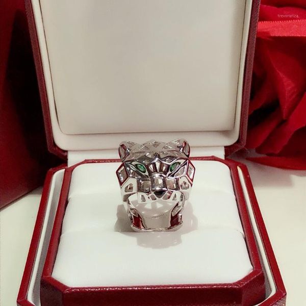 

panthre de c jewelry ring s925 sterling silver plated studded spotted leopard ring woman party ring1