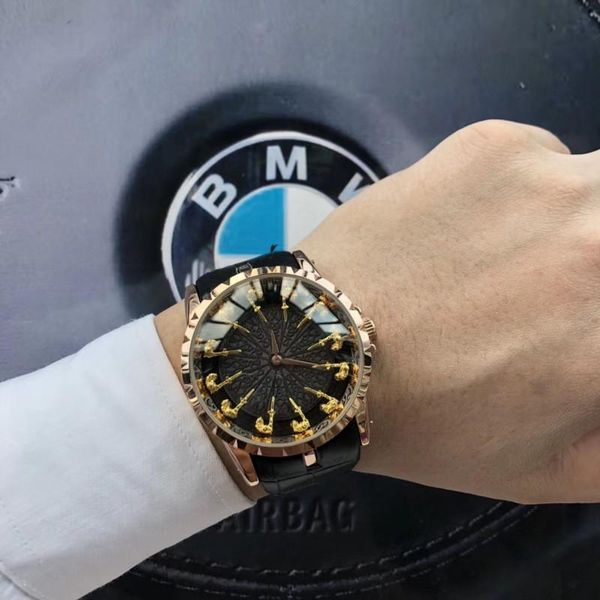 

men fashion watches luxe wristwatches leather watch band male casual outdoor sports watches design mens watch, Slivery;brown