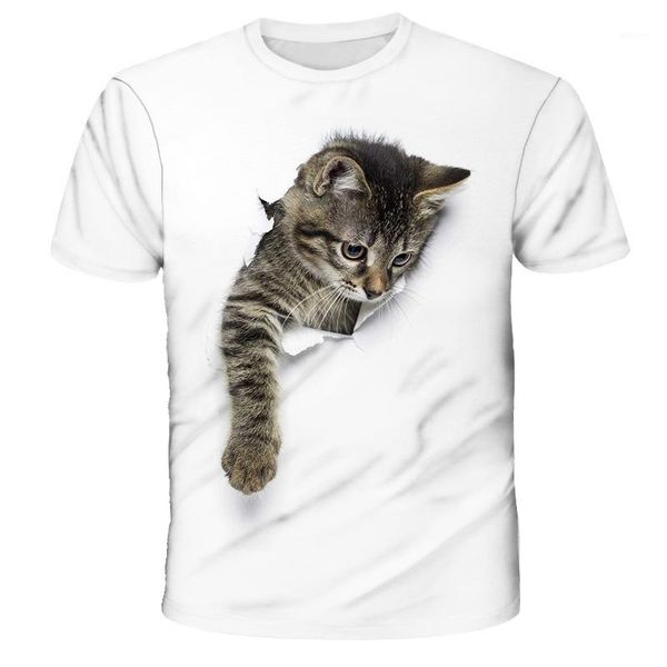 

форма printed crew neck коротким рукавом мужской tops casual мужская одежда летняя мужская дизайнер tshirts cat, White;black