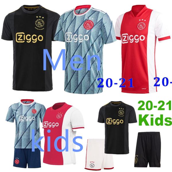 

20 21 ajax amsterdam fc soccer jersey 2020 2021 promes álvarez tadic neres van beek men kids kit football shirts uniforms blind third 50th, Black;yellow
