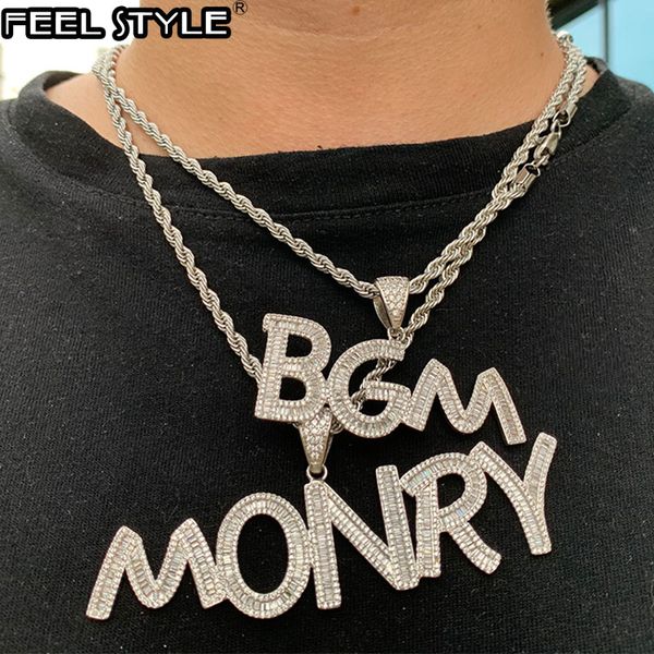 

hip hop пользовательские имя письма кубический циркон bling багет letters iced out chain подвески ожерелья для мужчин ювелирные изделия, Silver