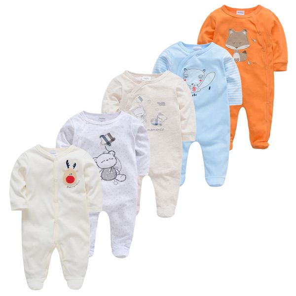 5 pcs menino pijamas bebe algodão de algodão respirável ropa bebe recém-nascido dormentes bebê pjiamas 210315