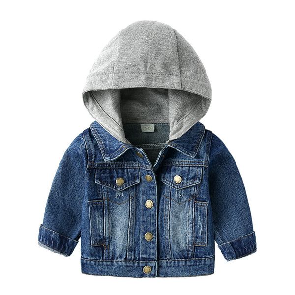 

jackets baby boys and girls denim jacket 1-7 years old kids coat spring autumn hooded metal buckle girl, Blue;gray
