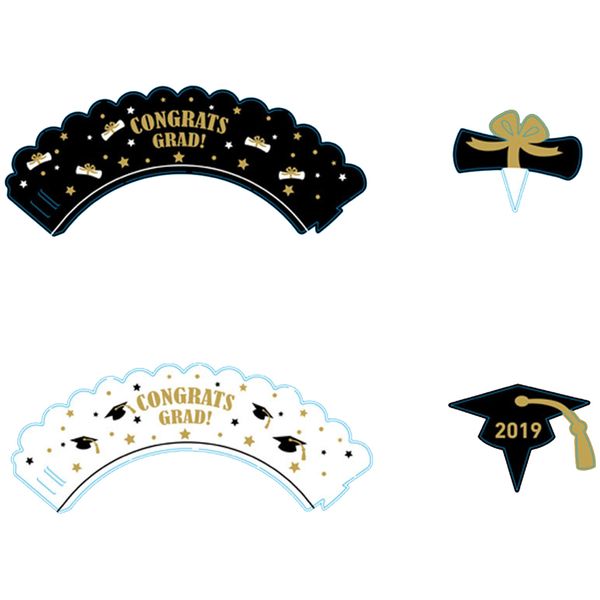 

48pcs exquisite congrats insert cake er set graduation with wrapper dessert