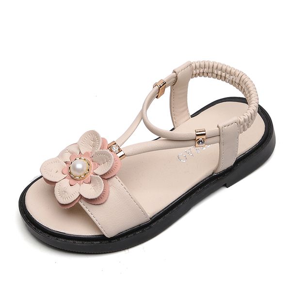 

sandals girls kids sandals princess sweet flower children summer beach shoes 2020 brand new soft sweet floral with pearl 26-36, Black;red
