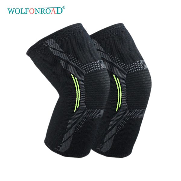 

wolfonroad колено протектора баскетбол наколенники нога рукава противоскользящие упругие поддержка запуск kneepad спорт безопасность akdf-1, Black;gray