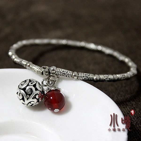 

charming selling miao silver, tibetan silver bracelet to dribble bracelet, Black