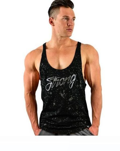 

new mens bodybuilding cotton tank gyms fitness sleeveless shirt male clothing fashion singlet vest undershirt, White;black