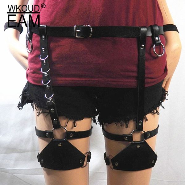 

wkoud eam 2020 new metal buckle pu leather corset belt women punk personality belt female fashion leg chain tide pf760, Black;brown