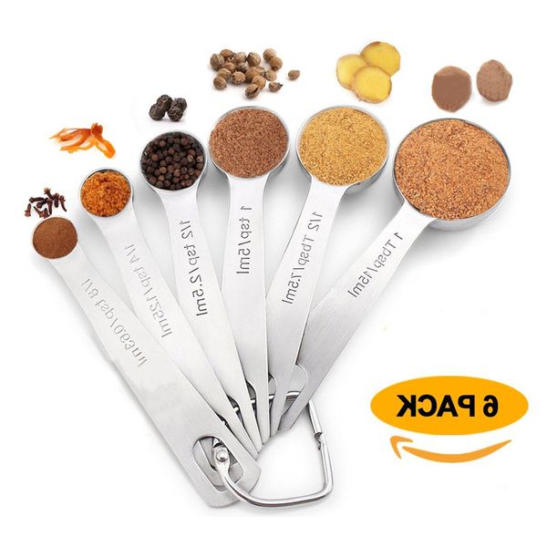 

food grade safety measuring spoons set cucharada stainless steel measuring spoons baking cooking tools hangable handle tablespoon