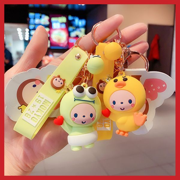 

lovely cartoon crown monkey doll key chain delicacy car pendant backpack decoration keychain cute trinket keychain small gift, Silver