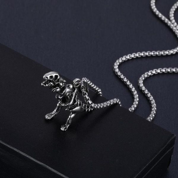 

2020 western vintage hip-hop plain pendant necklace titanium steel dog pendant necklace trendy male jewelry, Silver