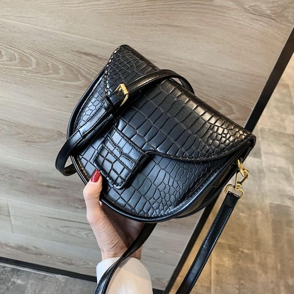 

ingenious2020 stone pattern saddle crossbody decent high-quality leather women's designer handbag travel shoulder messenger