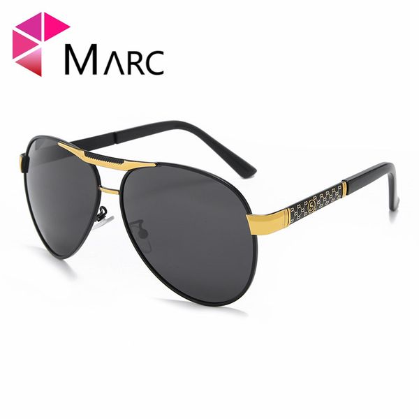 

marc new metal frame quality oversized spring leg alloy men sunglasses polarized brand design pilot male glasses driving, White;black