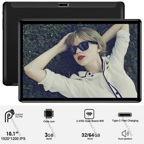 

global version 10 inch 4g lte tablet pc dual sim dual cameras android 9.0 octa core 3gb ram 64gb rom ips wifi bluetooth+gifts