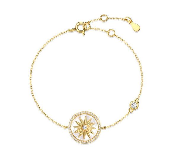 

bracelet designer sterling silver women inlaid all-match fashion charm jewelry white fritillary compass suitable for social gathering82, Golden;silver