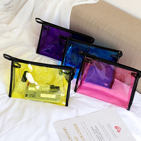 

women brand cosmetic bags cases travel makeup case transparent handbag large capacity waterproof storage travel bag plain 0194
