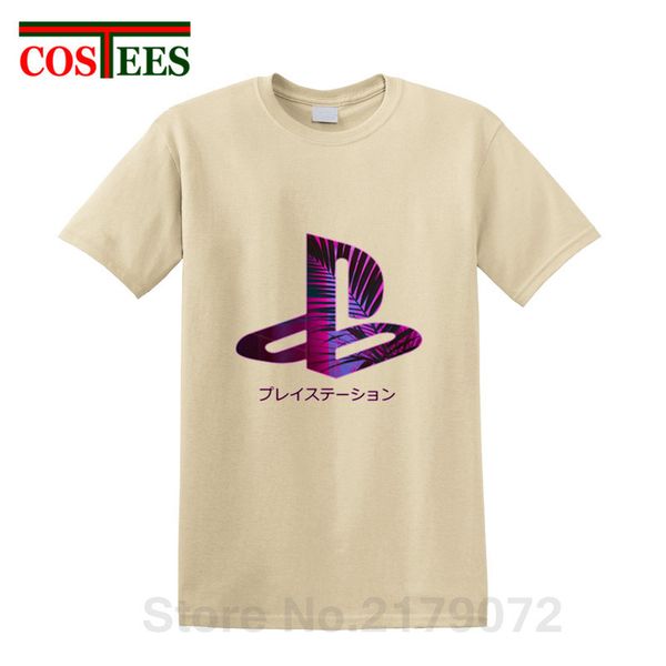 

creative japan style purple glow plam leaf design ps logo t shirt video game playstation t-shirt men fans tshirt 2018 summer tee
