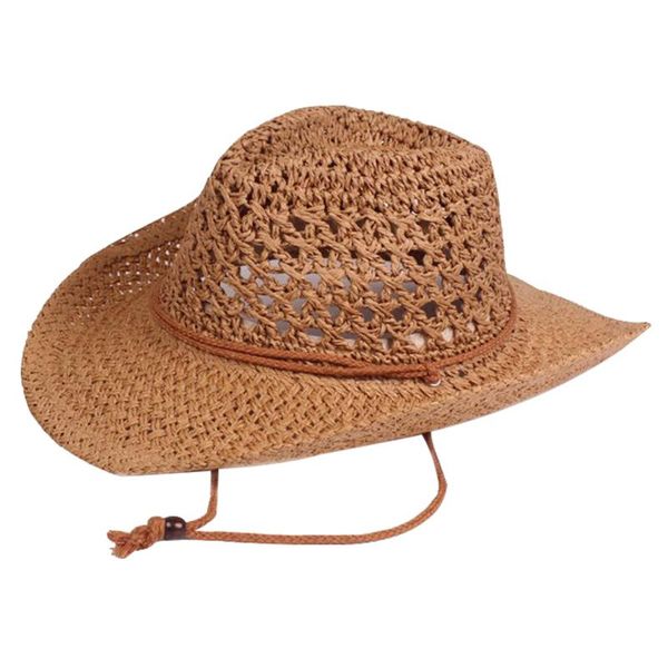 

women men cowboy hat wide brim straw paper casual weaving summer solid outdoor beach hollowed out travel with roll up sun proof, Blue;gray