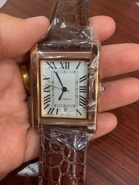 

selling exquisite fashion classic wrist watch size 40mm stainless steel dial strap automatic mechanical waterproof date men's watch, Slivery;brown