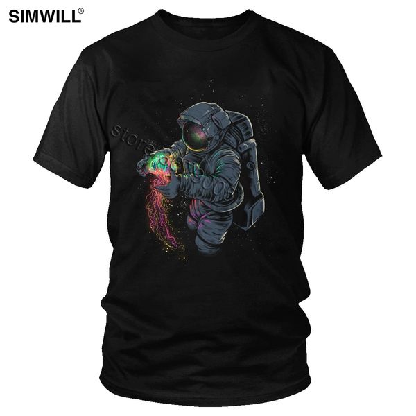 

fashion novelty design jellyspace tees men pure cotton jellyfish t shirt spaceman astronaut t-shirt short sleeves casual
