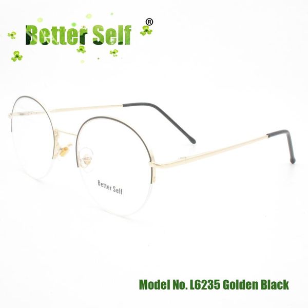 

designer metal spectacles better self l6235 myopia round half frames women glasses fashion spring hinge eyeglasses, Black