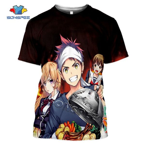 

anime print food wars shokugeki no soma summer casial boys 3d print shirts hippie graphic funny men clothing