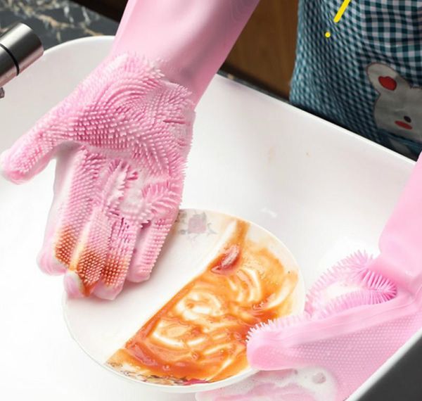 

glove household tool for dish scrub rubber pet magic gloves clean silicone cleaning washing kitchen scrubber dishwashing car lkpat