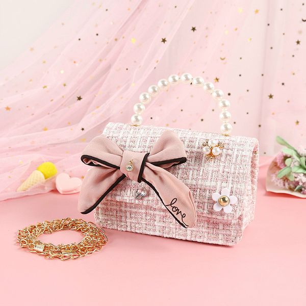 

korean kids mini purses and handbags 2020 cute little girl small coin wallet girls pearl crossbody bags kid party purse gift, White