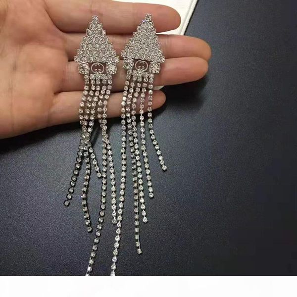 

ol women earrings white gold plated crystal tassels earrings fashion jewelry for girls women for party wedding, Golden;silver