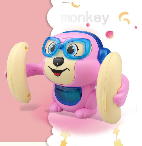 

light sound fun rolling doll electric tumble monkey toy voice control animal model toy educational toys for children