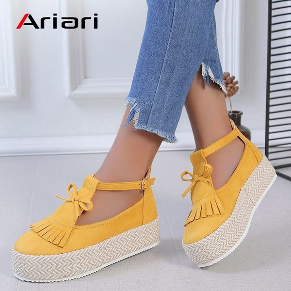 

2020 woman vintage flat platform sandals ladies sewing shoes woman fashion tassel comfortable sandals female chaussures summer, Black