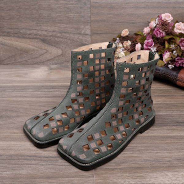 

women's shoes 2020 spring summer new leather casual fashion women shoe leather hollow breathable low heel comfortable sandals, Black