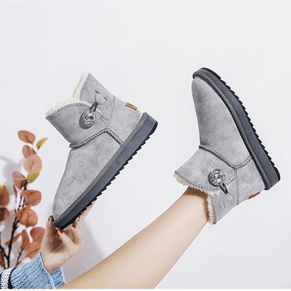 

boutique women's boots new snow boots women's sheepskin short-tube warm non-slip and waterproof cotton shoes, Black