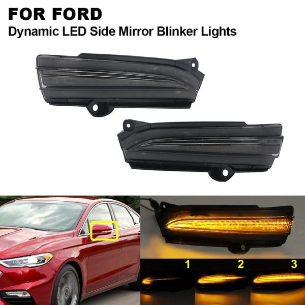

2x smoked sequential dynamic led side mirror blinker lights for mondeo 2013 2014 2020 2020
