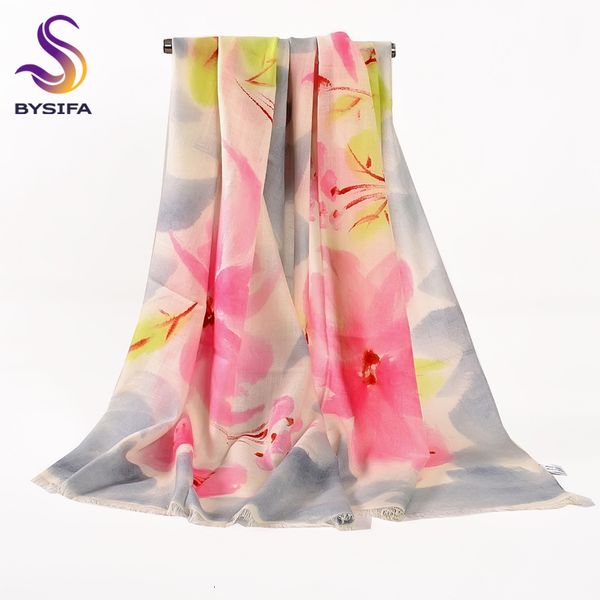 

bysifa] winter long scarves women grey pink wool scarf shawl spring autumn grade australian wool scarves wraps 180*70cm, Blue;gray