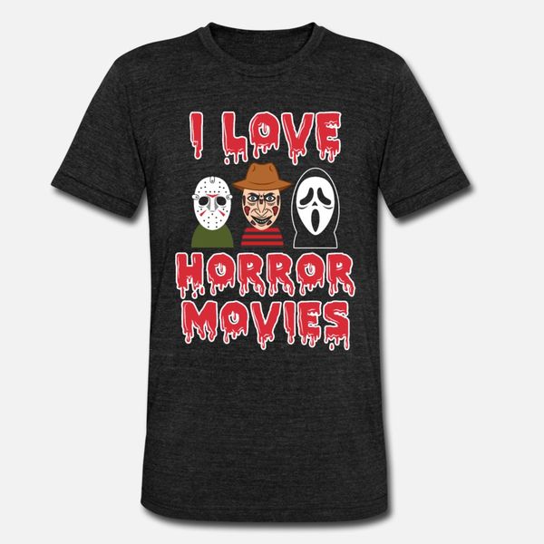 

i love horror movies scared movies killer t shirt men custom tee shirt round neck slim graphic funny casual spring unique shirt