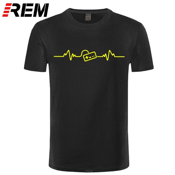 

rem game pulse heartbeat mens t-shirt gamer video new birthday gift present him normal short sleeve cotton t shirts comfortable