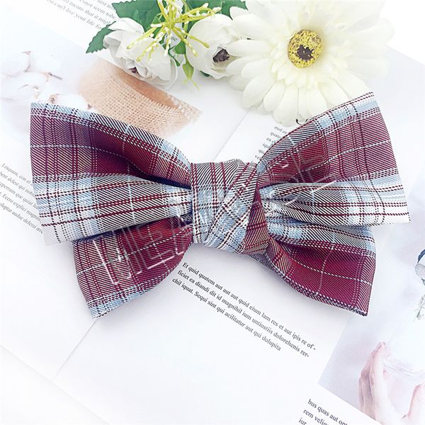 

girls plaid hairbows checkered hairpins women grid hair ties holder big bows hair clips baby barrettes teens party hair sale d81203, Slivery;white