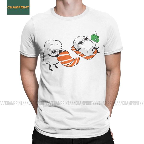 

men's sushi sun t shirts food cute japan kawaii wasabi sashimi rice cartoon nigiri cotton short sleeve tees gift idea t-shirts